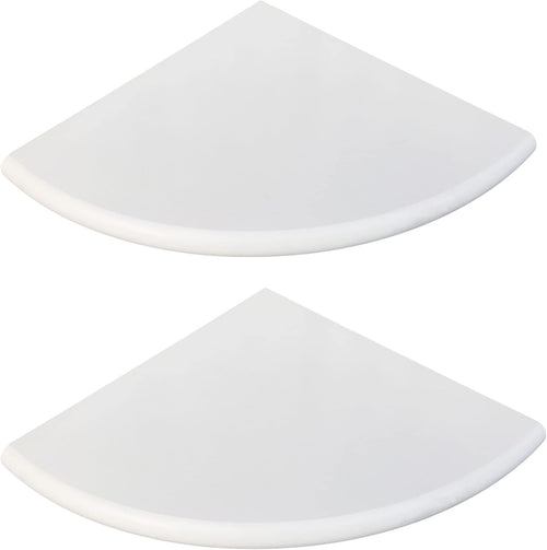 2 Pcs White Marble Corner Shower Shelf for Bathroom, 9'' x 9'' x 0.8'' Marble Corner Shelves for Bathroom Wall Mounted Both Side Polished