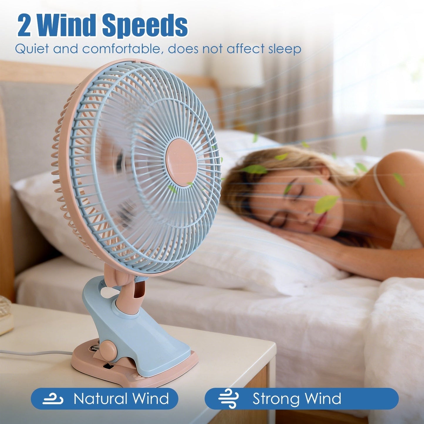 Clip-On Oscillating Desk & Bed Fan