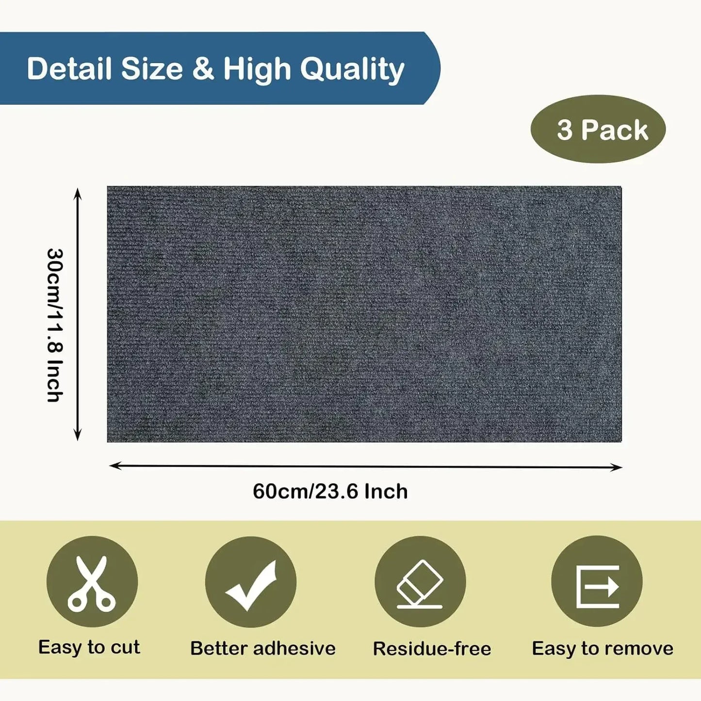 Self-Adhesive Cat Scratching Mat Trimmable Cat Carpet Cat Scratching Carpet Corner Wall Cat DIY Scratch Sofa Furniture Protector