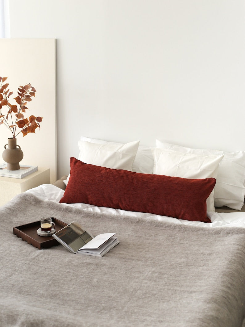 Linen Custom Lumbar Pillow Case, Long & Large Oversized Linen Throw Pillow Cover, Linen Modern Cushion Cover, Invisible Zipper, 14x40, 16x47