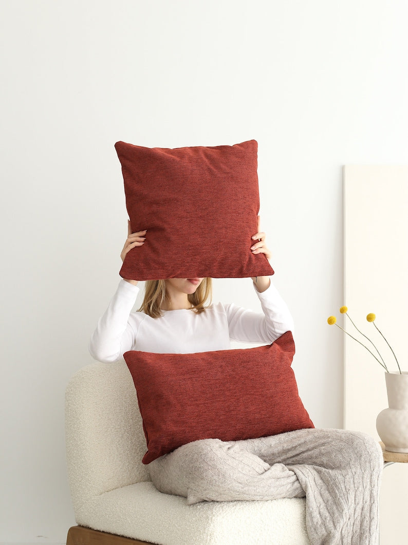 Linen Custom Lumbar Pillow Case, Long & Large Oversized Linen Throw Pillow Cover, Linen Modern Cushion Cover, Invisible Zipper, 14x40, 16x47