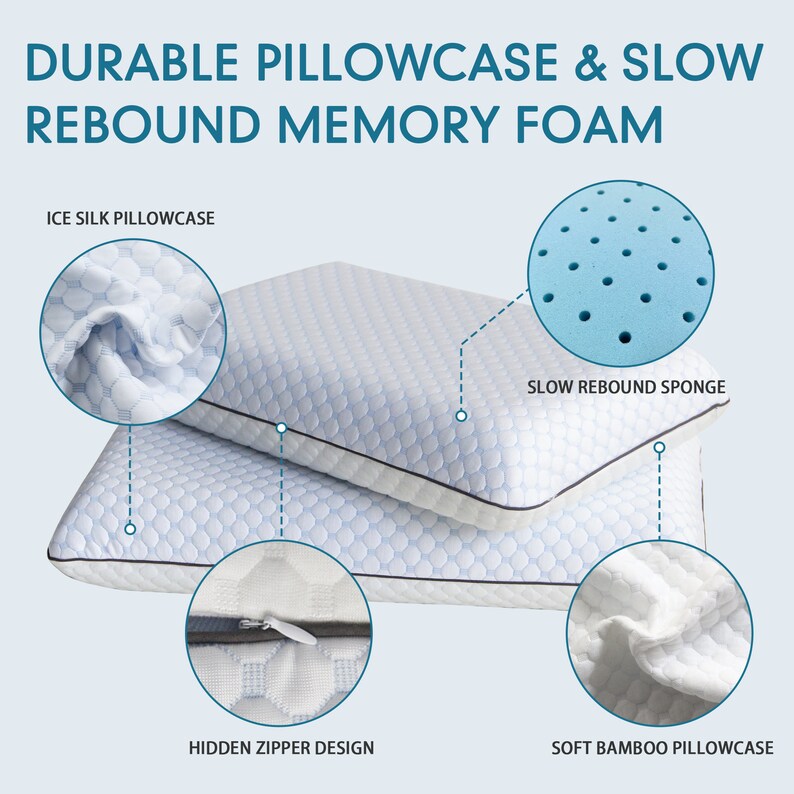 Gel Memory Foam Pillows, Side, Back And Stomach Sleepers, King Pillows for Sleeping, Breathable Washable Cover, Bed Pillows
